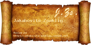 Jakabovits Zsaklin névjegykártya